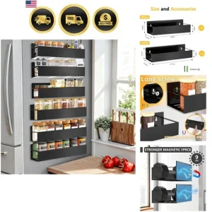 Magnetic Spice Rack for Refrigerator, 6pack Magnetic Shelf for Fridge Space S...
