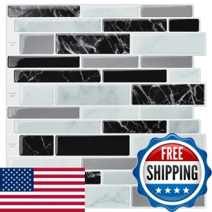 LONGKING 10-Sheet Vinyl 3D Peel & Stick Tile Backsplash - Marble