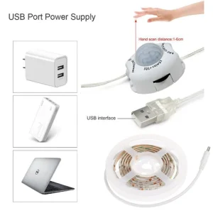 DC 5V USB PIR Motion Sensor Led Strip Night Light Cabinet Kitchen Closet Lamp