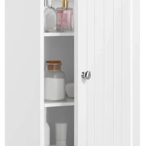 Bathroom Wall Cabinet 3-Height Adjustable Shelf, 1 Door, White | Shutter-Style F
